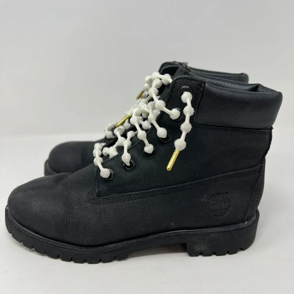 TIMBERLAND BOYS  BLACK BOOTS, SIZE 4.5 US